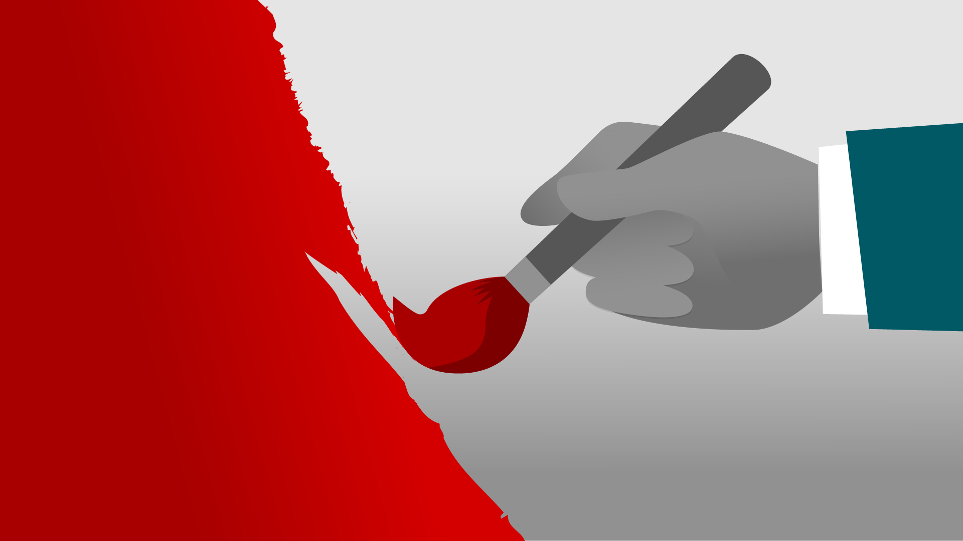 Rote Farbe - Pinsel - Hand